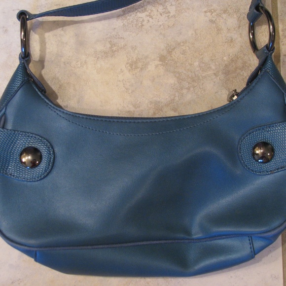 Vintage Y2K Crescent Underarm Shoulder Bag Purse Baguette Blue Small - Picture 5 of 11